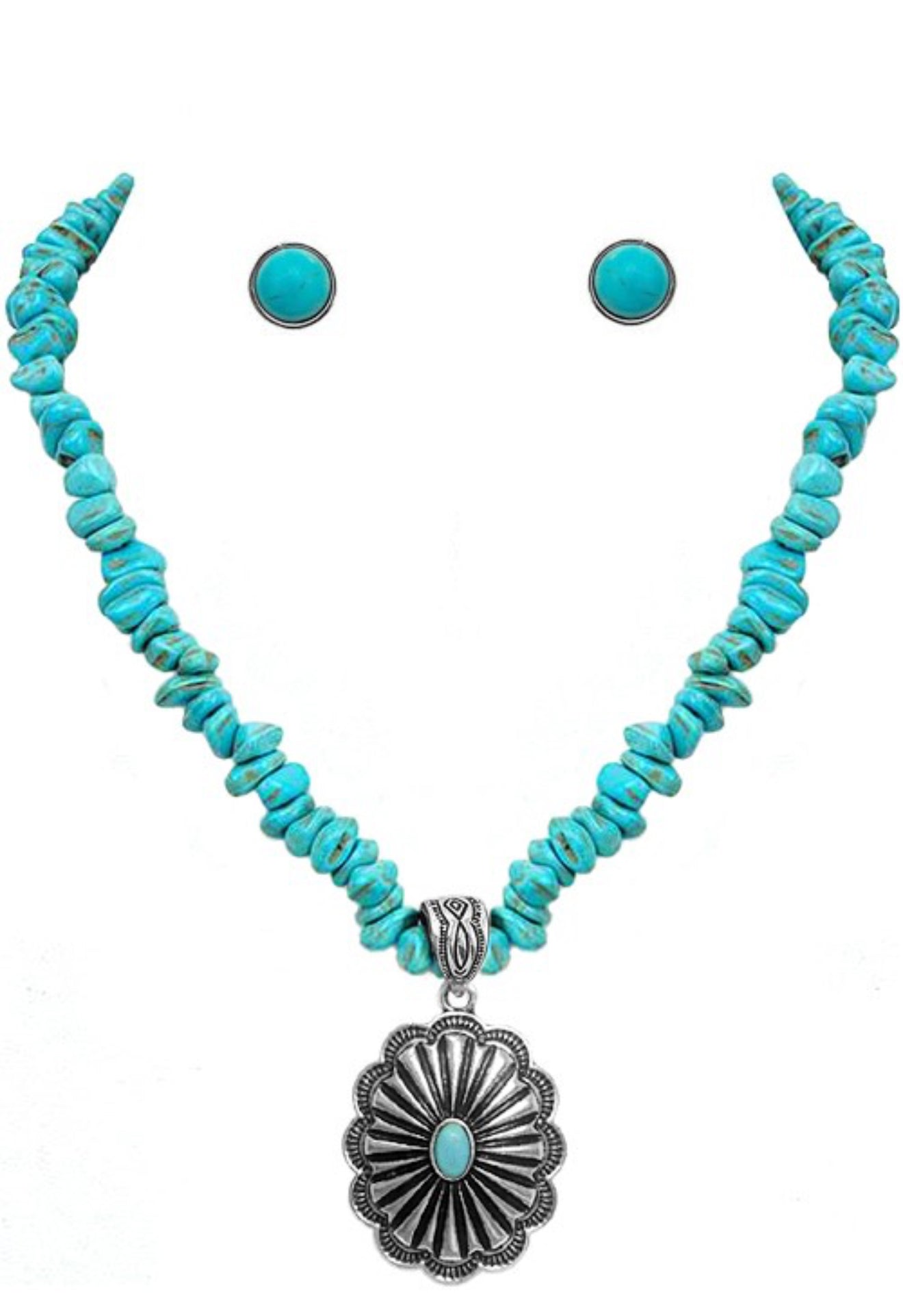 Flower Gemstone Necklace & Earrings