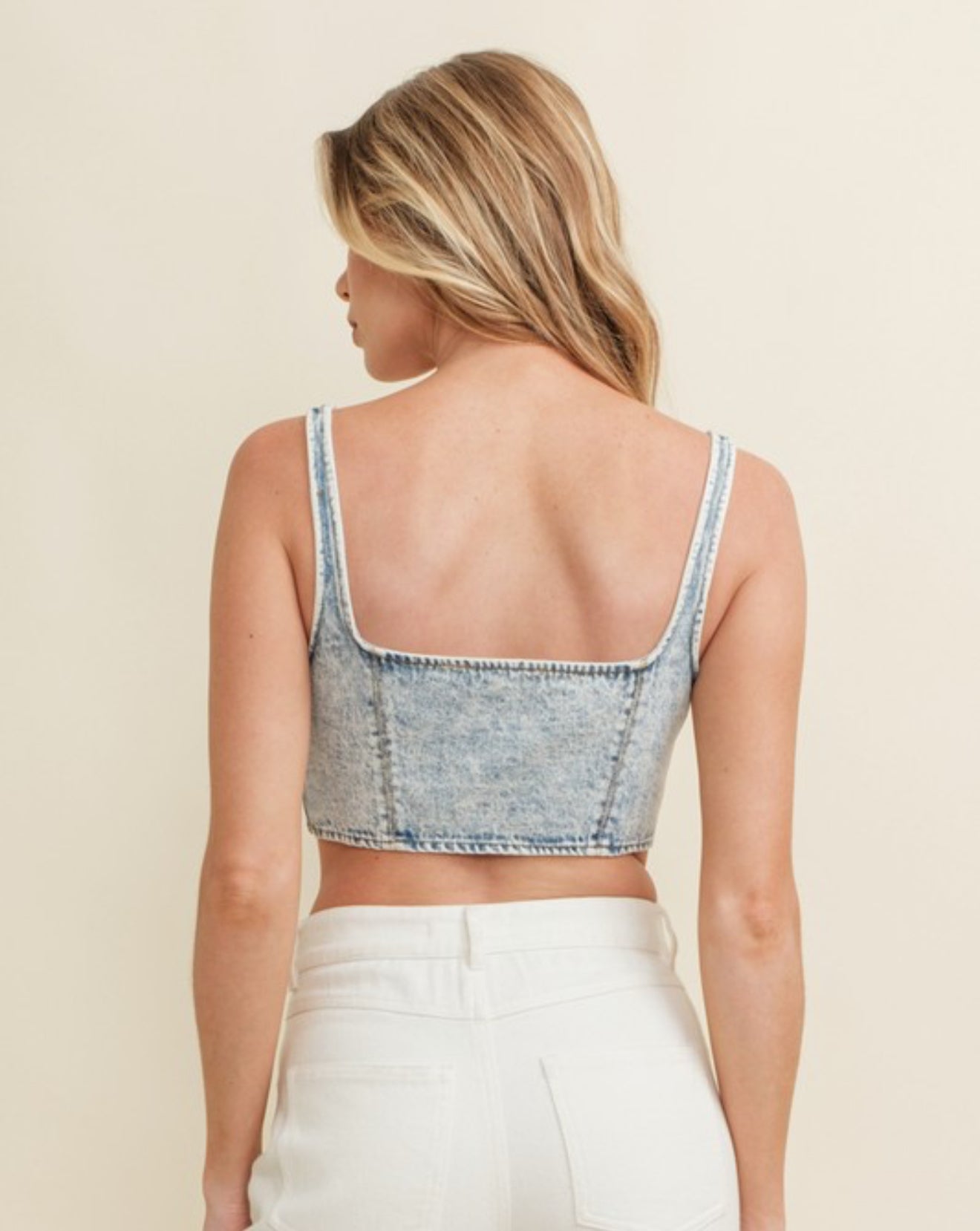 Denim Rhinestone Crop