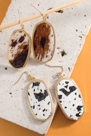 Brown Cowhide Earrings
