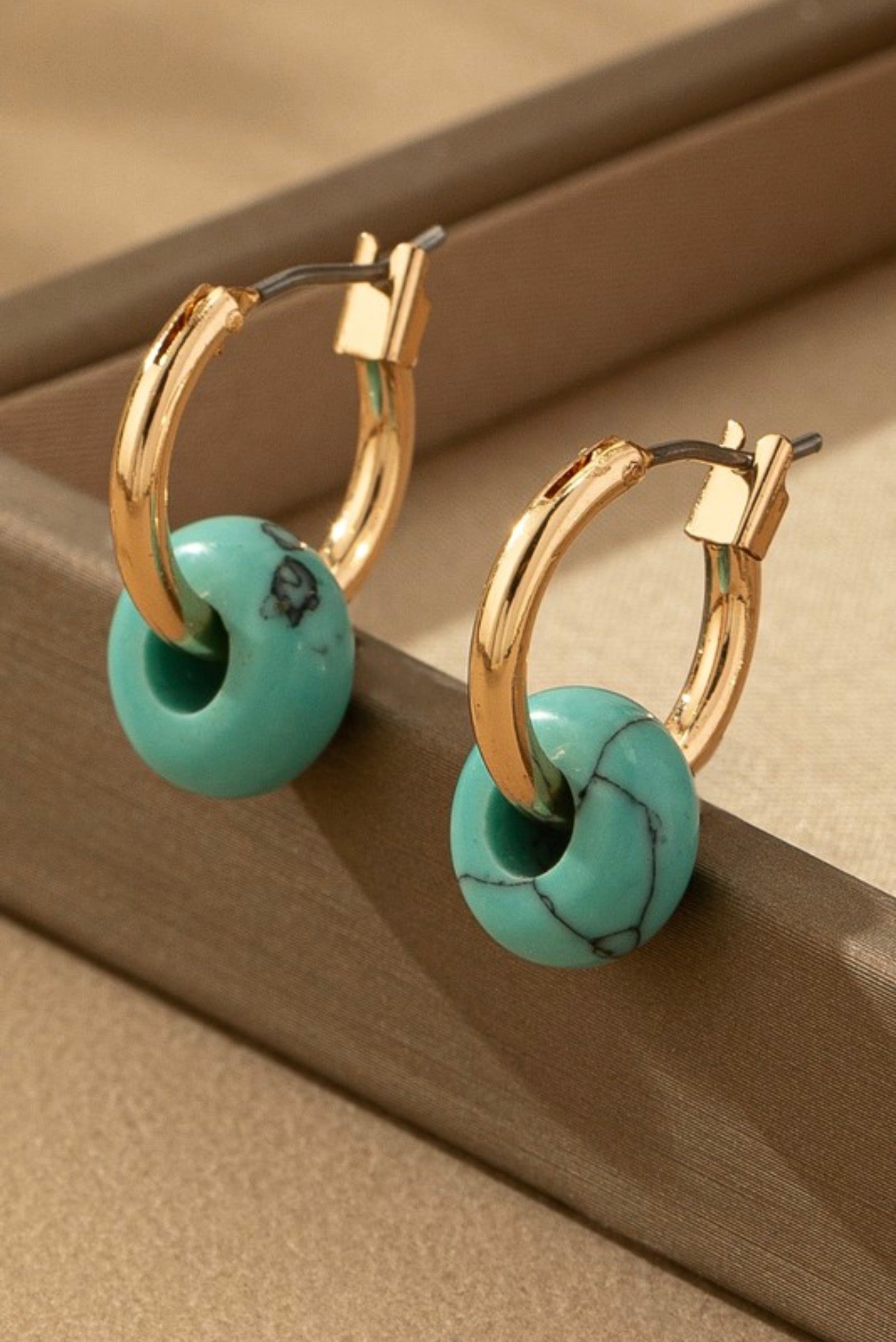 Turquoise Stone Hoops