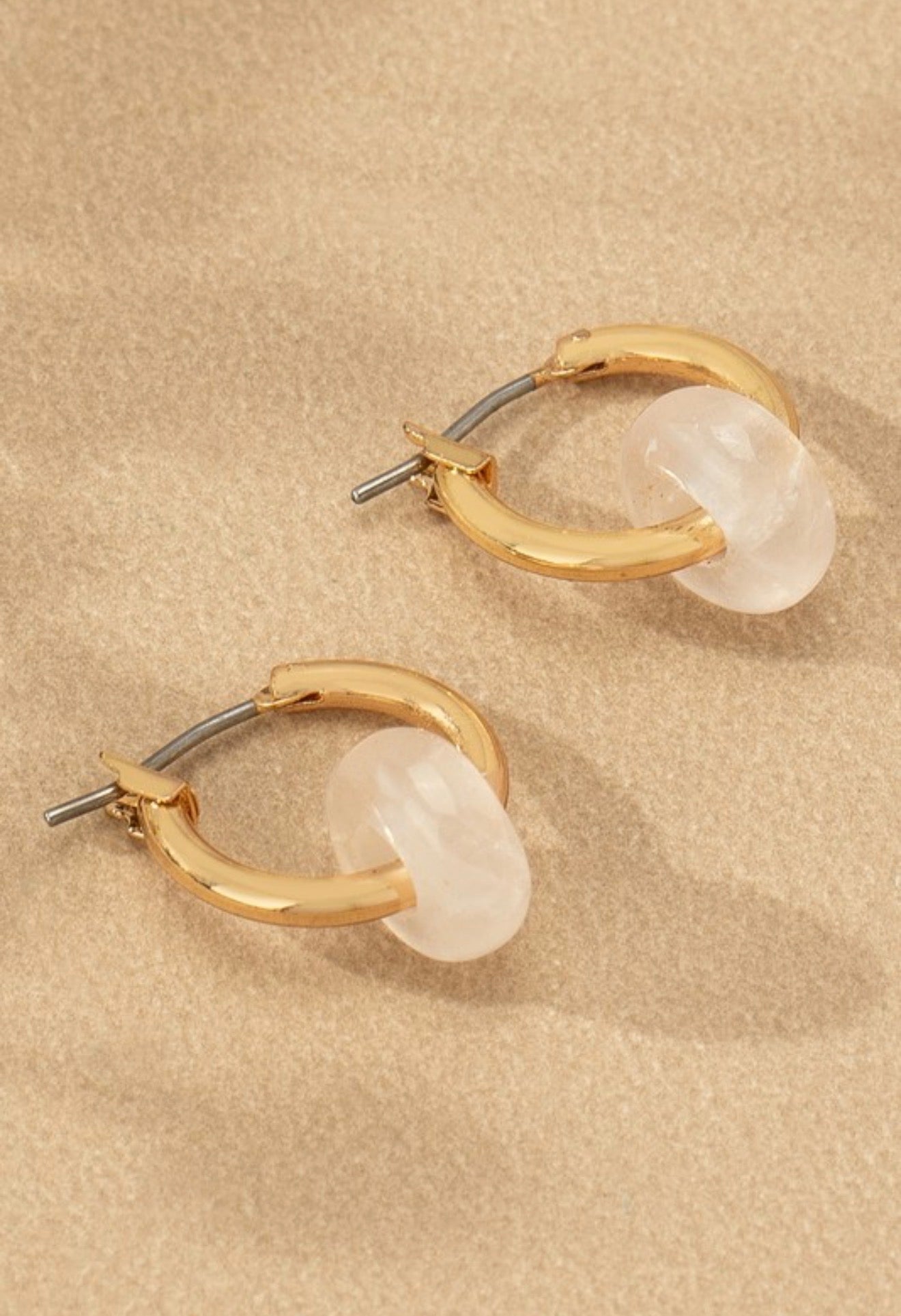 Pink Stone Hoops