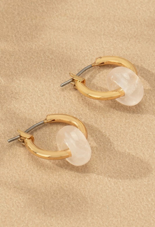 Pink Stone Hoops
