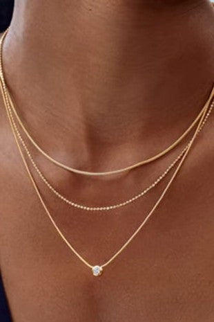 Simple Stone Stacked Necklace Set