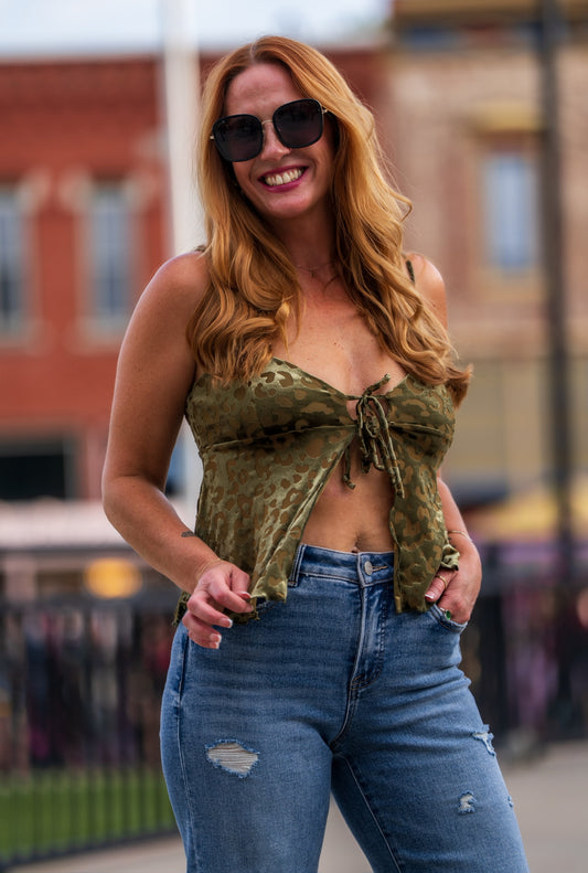 Olive Burnout Cami