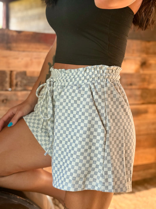 Checkered Knit Shorts