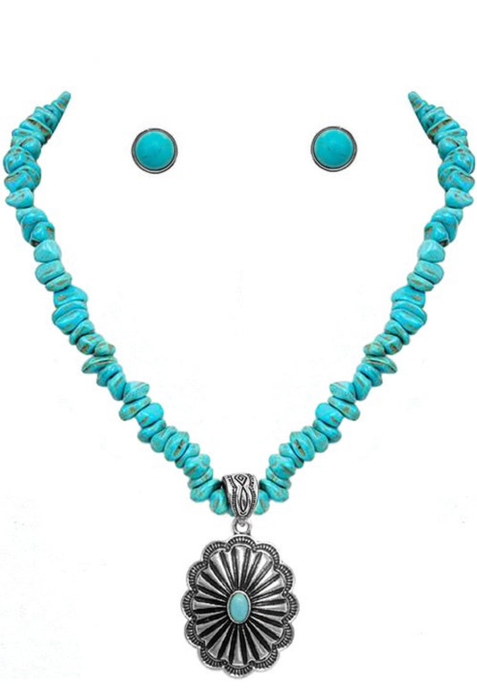 Flower Gemstone Necklace & Earrings