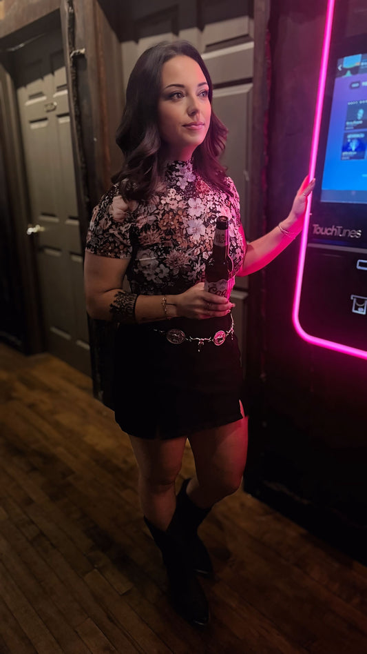 Short Sleeve Mesh Floral