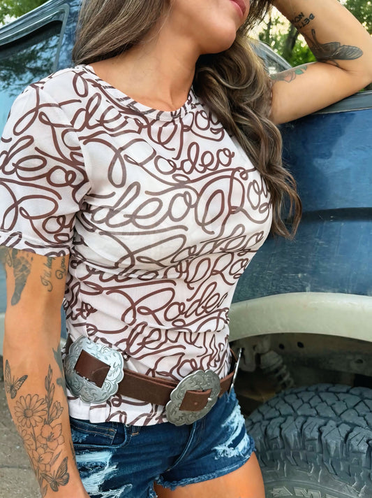 Short Sleeve Rodeo Mesh Top