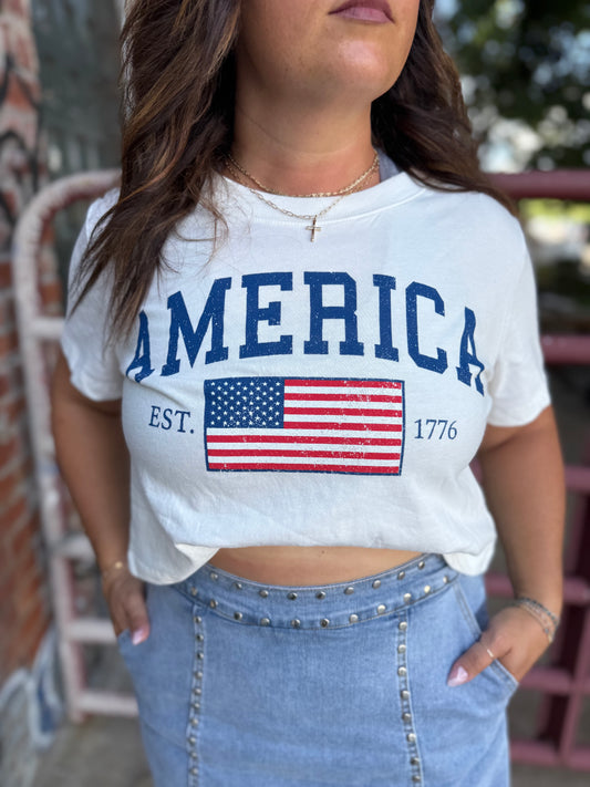 America Short Crop Tee