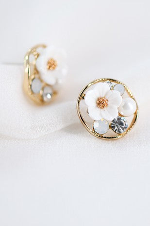 Flower Crystal Stud Earrings