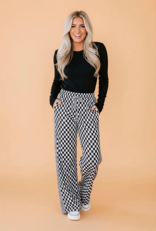 Checkered Knit Pants