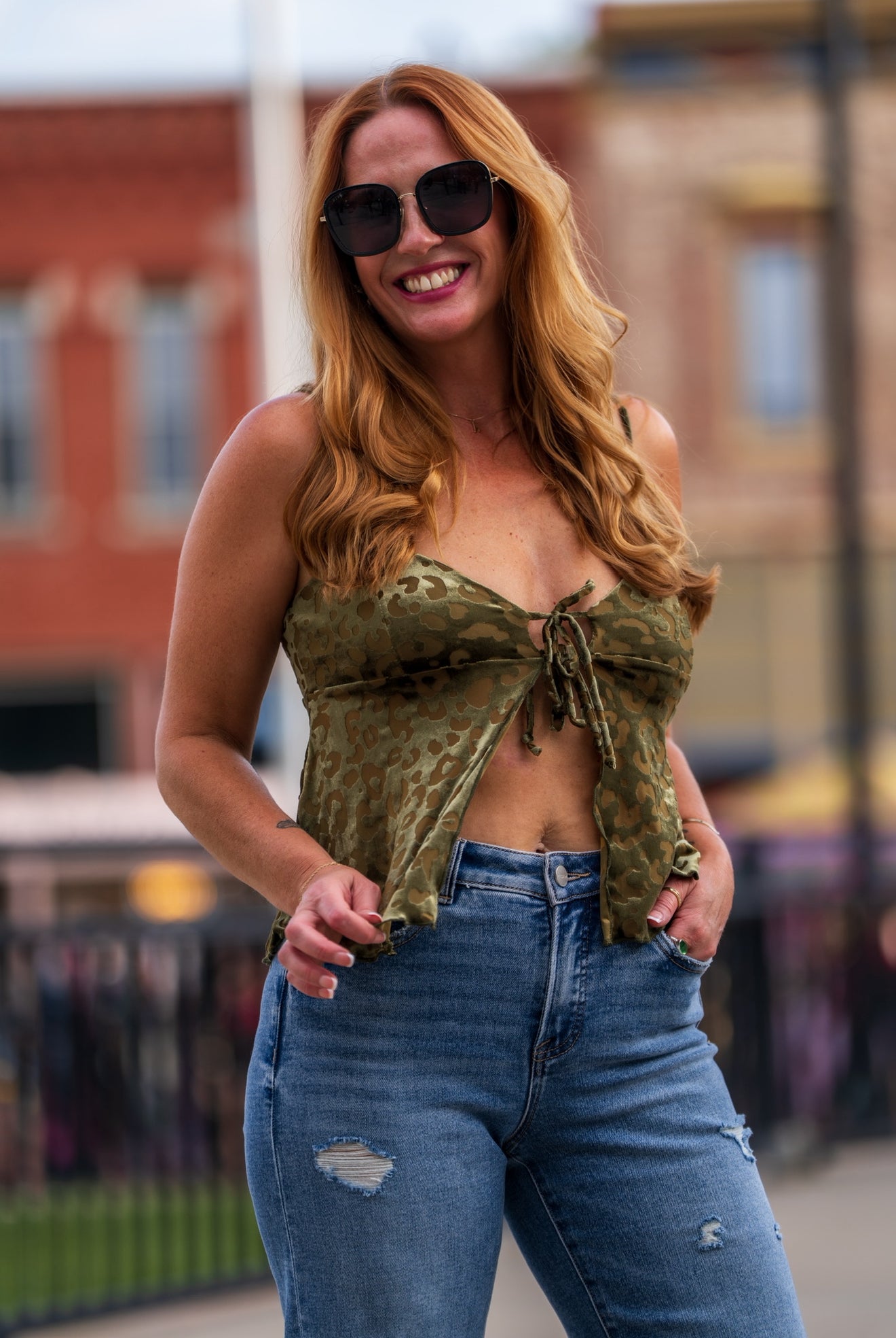 Olive Burnout Cami