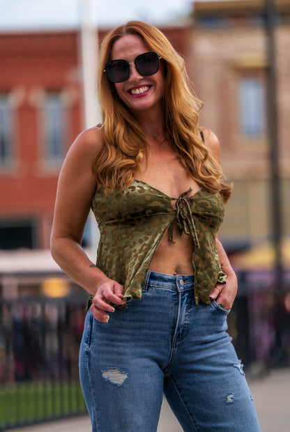 Olive Burnout Cami